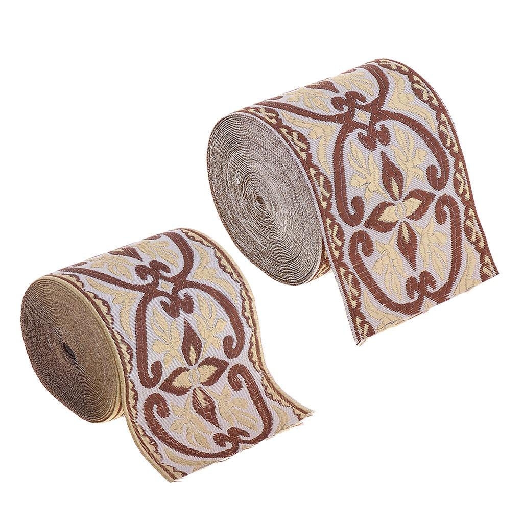 Juego de 10 cintas de tela jacquard beige de 5 m para costura y manualidades, 6 cm, color, 6 cm x 5 m