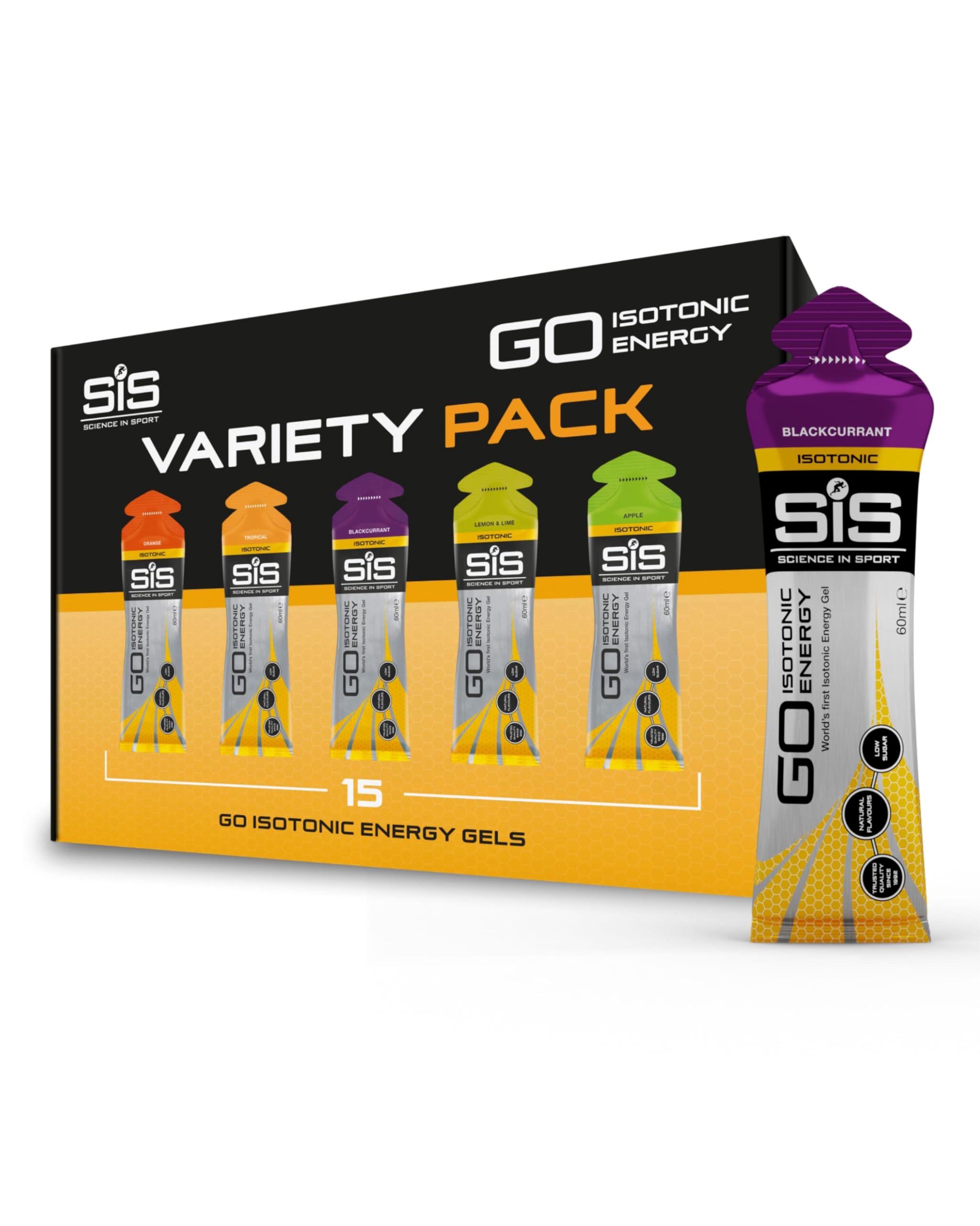 Science in Sport GO Energy Gel15 x 60ml Vegano -Gel energetico isotonic con 22g di carboidrati, Ottimo fornitore di energia, Alternativa ottimale alle bevande isotoniche