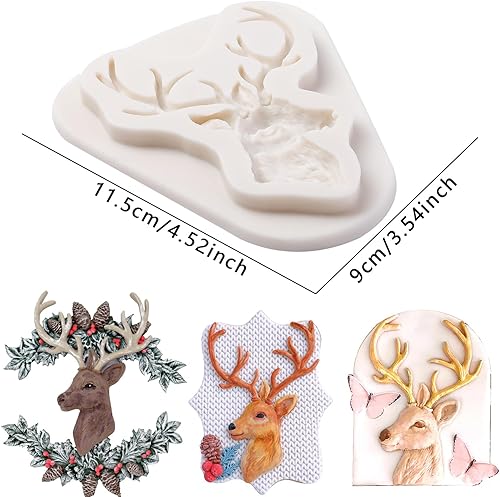 Miniatura 5 de Moldes de silicona para decoración de pasteles de cuernos de Navidad, moldes de fondant de chocolate, para dulces, mousse, goma de mascar, pasta de