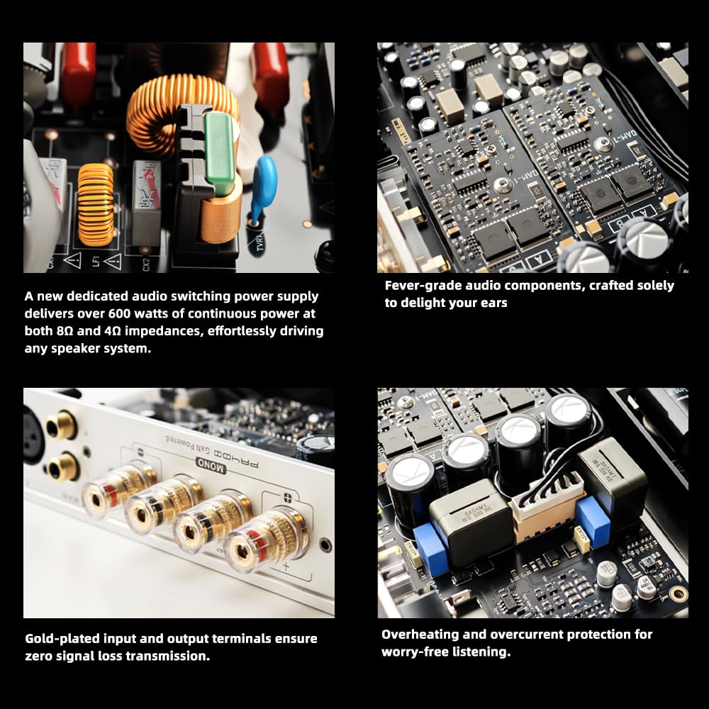 S.M.S.L PA400 GaN-wzmacniacz mocy z tranzystorem GaN Infineon & TI PGA2311, tryb mostkowy stereo/mono, ultra niska dystorsja, pasuje do Hi-Fi/kina domowego