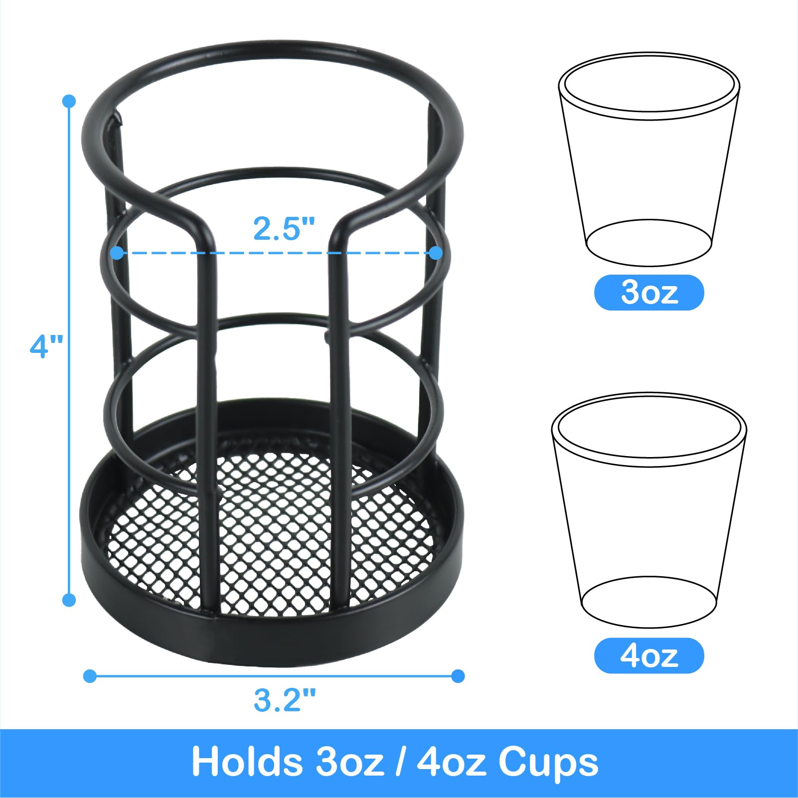 HillSpring Dispensador de vasos de metal para baño, soporte de almacenamiento resistente para vasos de papel desechables pequeños de 3 onzas, 4 onzas, dispensador de vasos de papel para enjuague