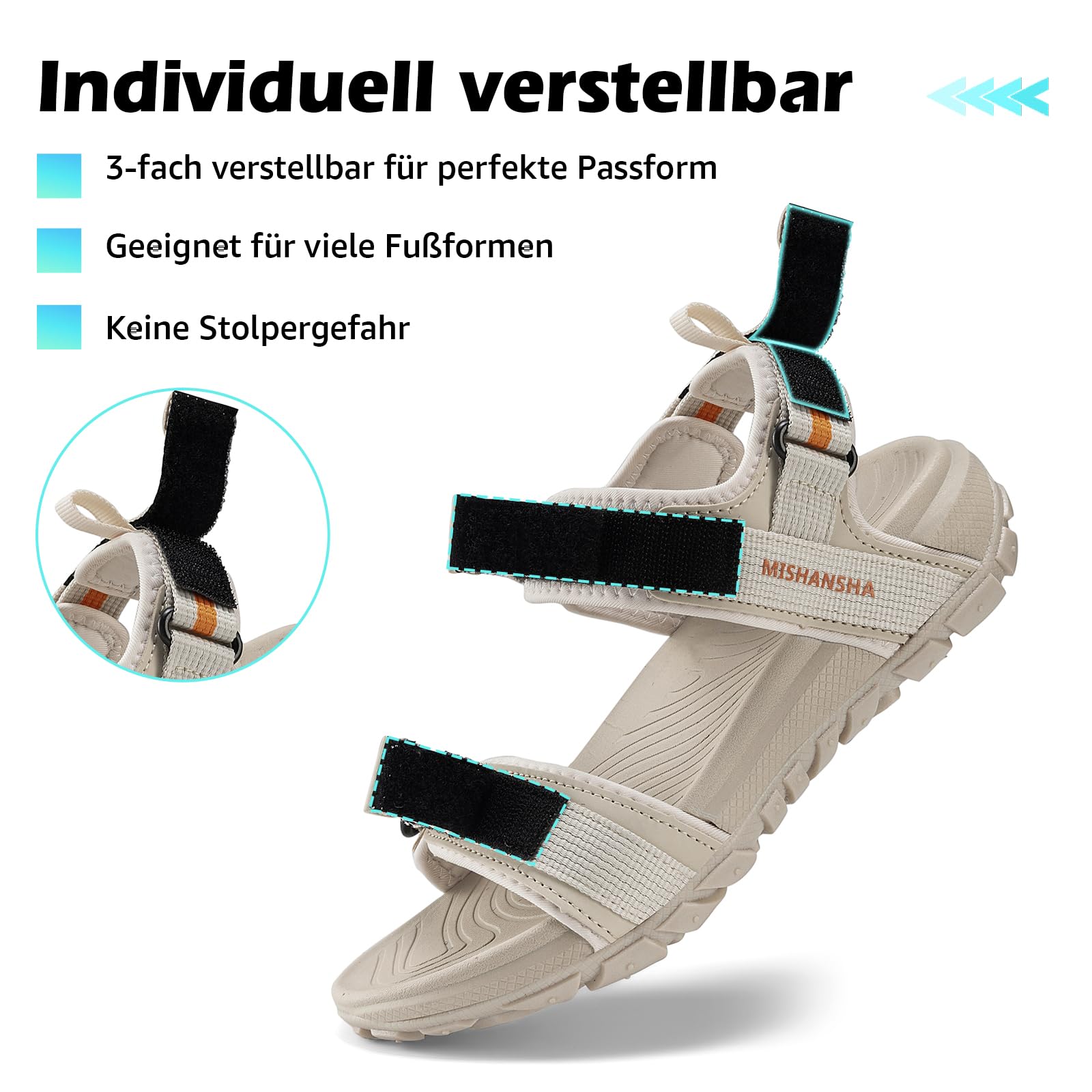 Mishansha Sandalen Damen Sommer Outdoorschuhe Gr.36-42 | Trekkingsandalen Frauen, Sommerschuhe, Wandersandalen, Strand, Atmungsaktiv