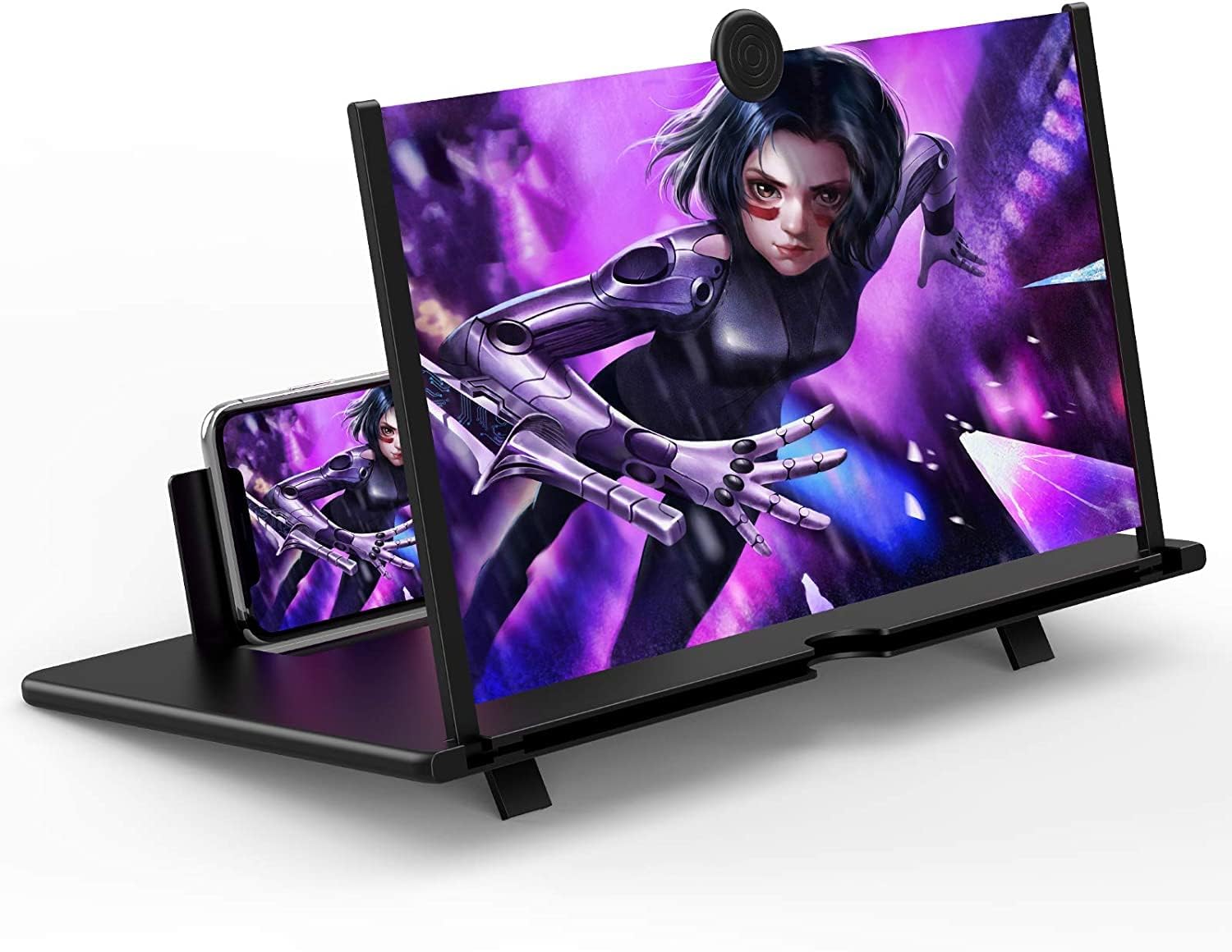 20 Zoll Handy Bildschirmlupe, 3D HD Bildschirmlupe für Smartphones, Faltbarer-gegen blaues licht, Bildschirmlupe für alle Smartphones für das ansehen von flmvideos (Schwarz)