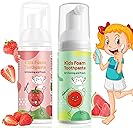 Foam Toothpaste Kids, Toddler Toothpaste with Low Fluoride, Kids Toothpaste for U Shaped Toothbrush Electric Toothbrush, Foam Toothpaste for Children Ages 3 Plus (Watermelon+Strawberry)