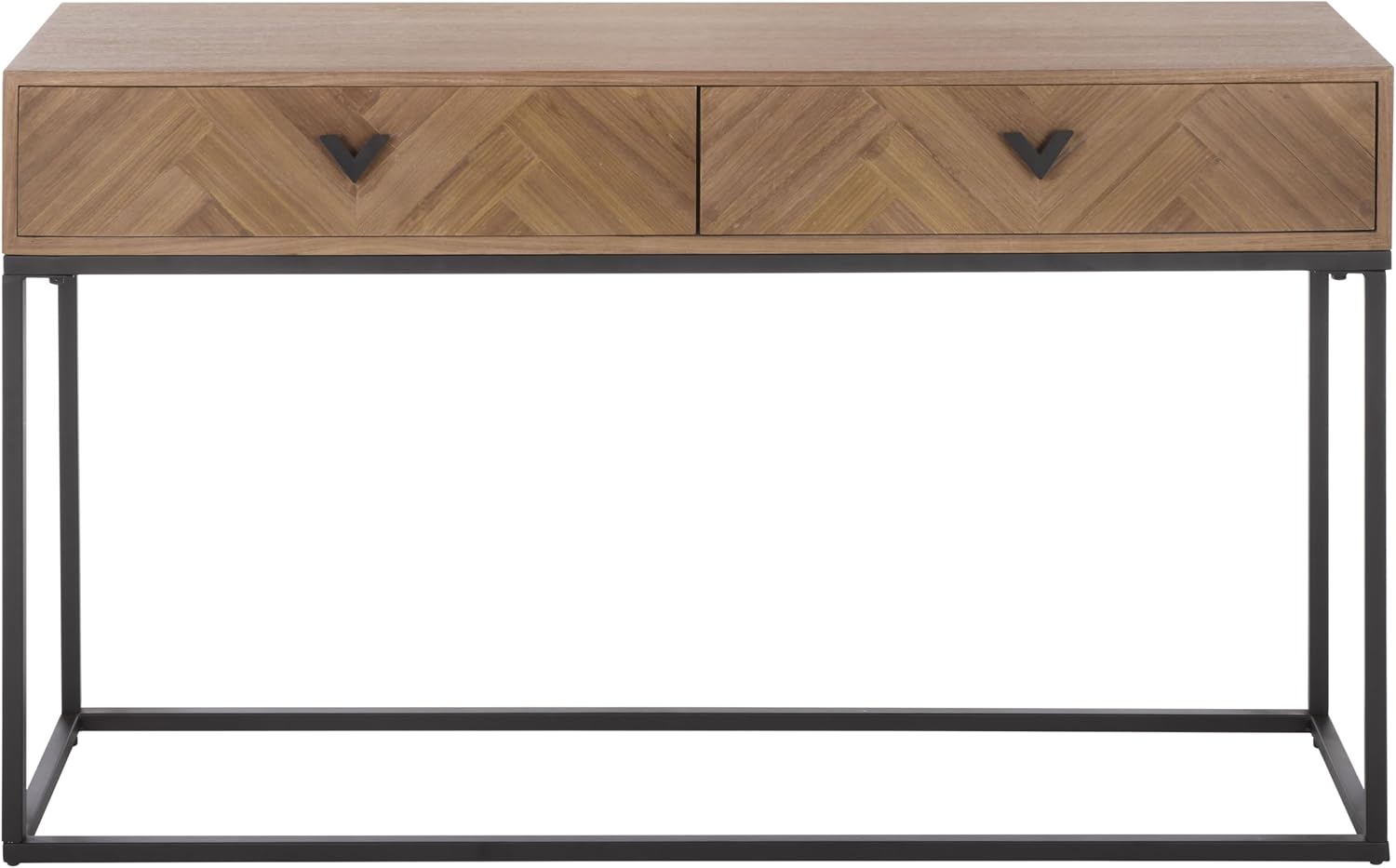 SAFAVIEH Couture Collection - Sherriandra Walnut & Black Metal Console Table with 2 Drawers, Modern Accent (SFV3010B)