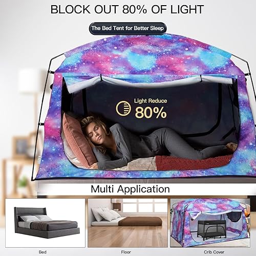 Miniatura 3 de Bed Tent,Portable Privacy Sleeping Bed Canopy,Blackout 90% Drapes for Kids and Adult,Indoor Space Tent with Breathable Large Mesh Windows