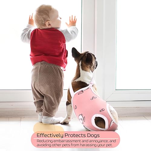 Miniatura 7 de QBLEEV Pañales para perras para hembra, lavables, sanitarios, con tirantes ajustables, pañales reutilizables para perros machos en celo, lindas