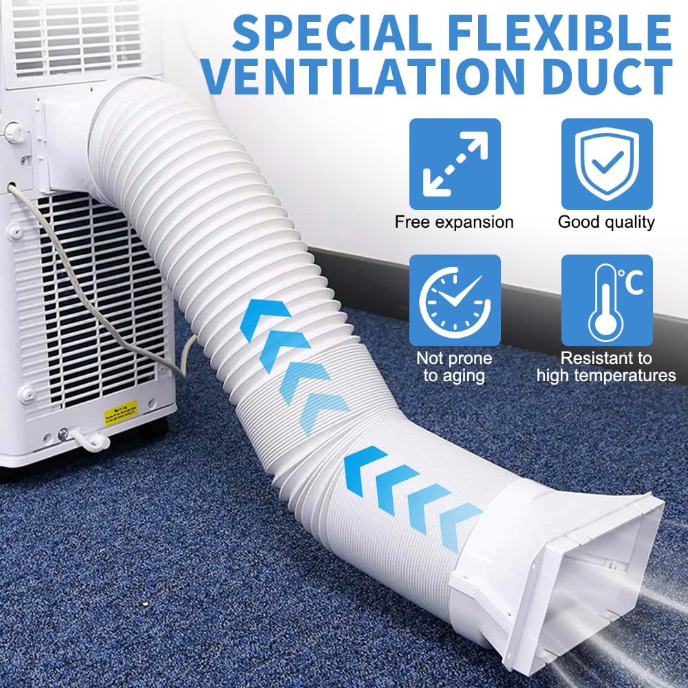 Tubo di Scarico Condizionatore,Tubo Condizionatore Portatile Con Adattatore,Estensibile Mobile,Diametro 150mm,Per Deumidificatori,Condizionatori,Asciugatrici,Ventilatore di scarico (2m)