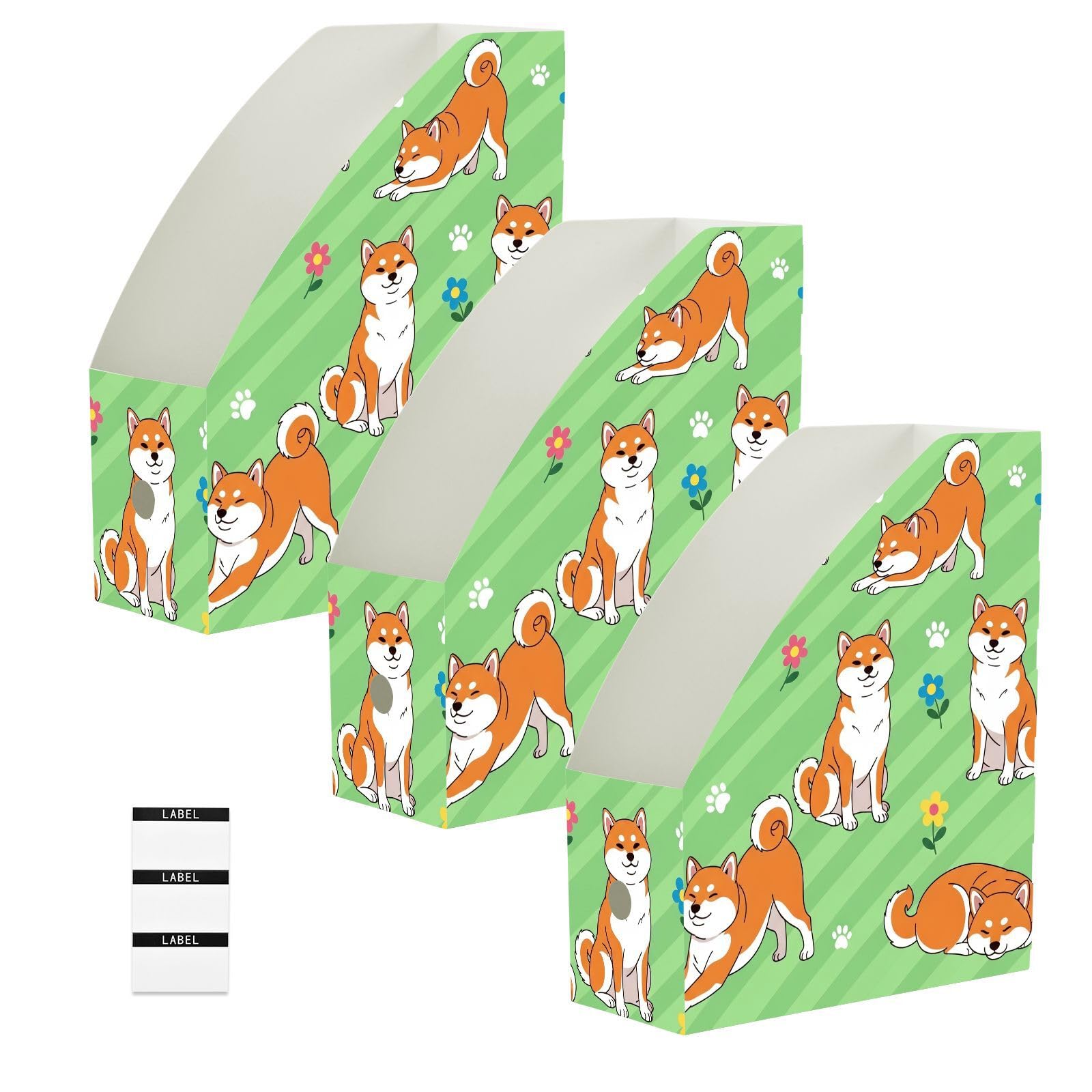 Organiseur de bureau pliable à plat en forme de chien mignon vert