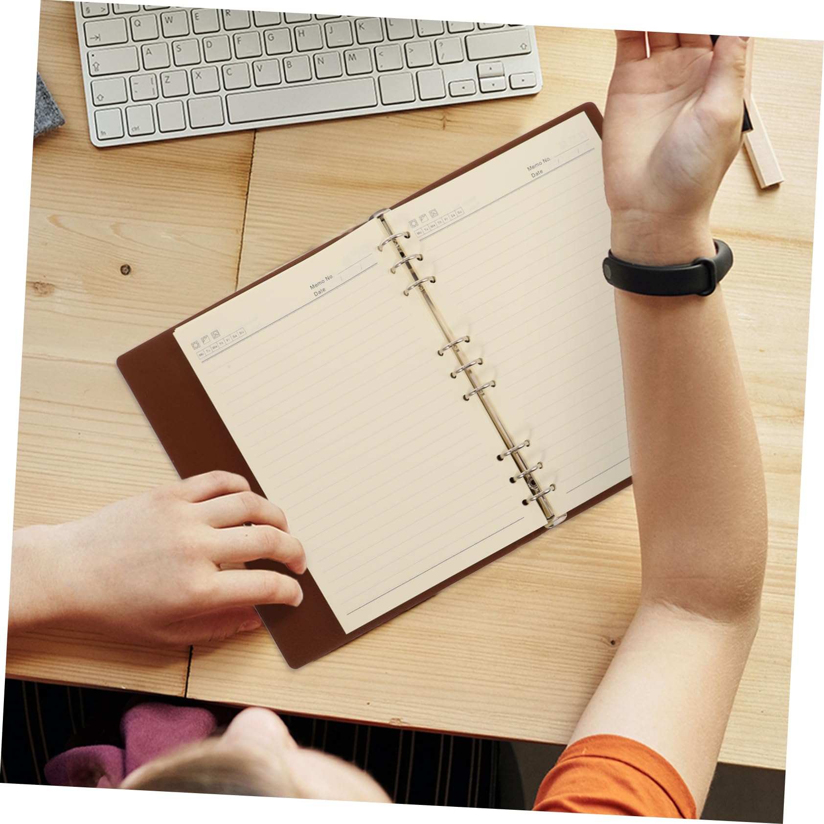 SECFOU Carnet de Notes à Anneaux Pu Rechargeable Marron pour Bureau et Voyages