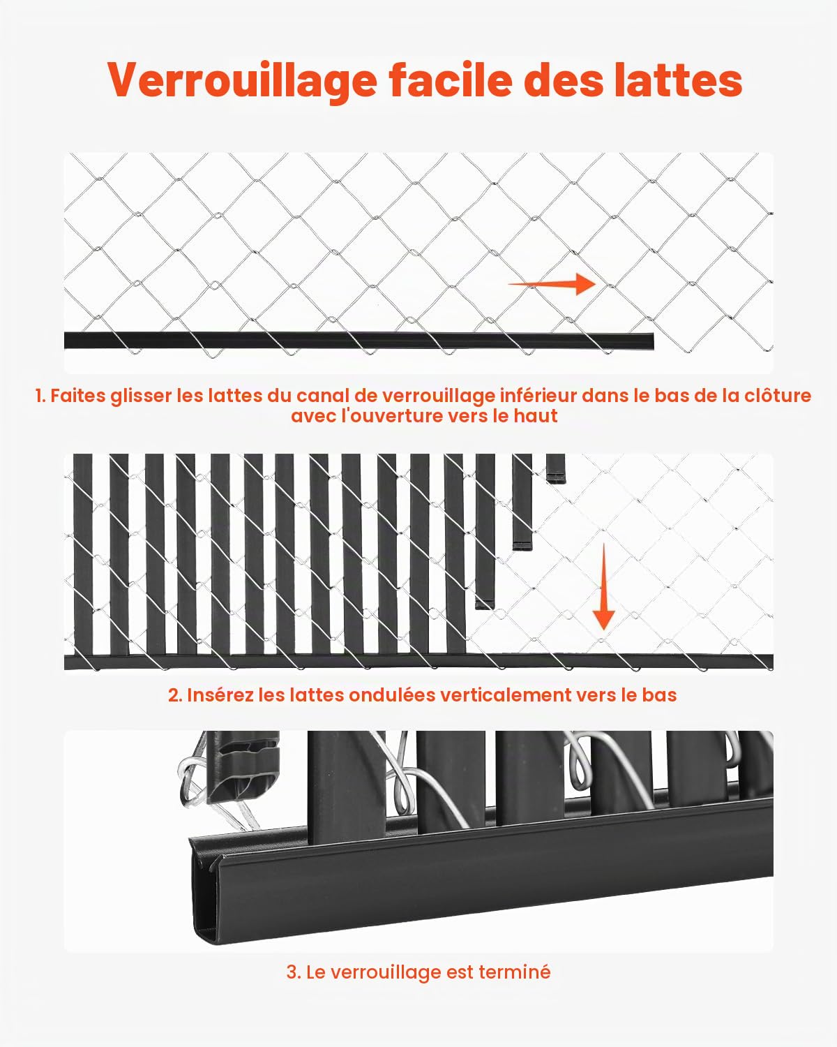 VEVOR Lattes de Confidentialité pour Clôture à Mailles, Double Paroi, Lattes Verticales Adaptées aux Clôtures Mailles Losangées 1,8 m Haut, Verrou Inférieur, Haute Densité, pour Jardin, Ferme, Terrain