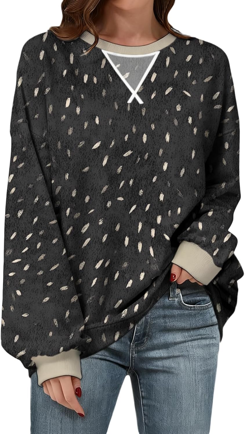 Spring Retro Graphic Sweatshirt Women Crewneck Long Sleeve Soft Comfy Loose Fit Oversized Casual Pullover