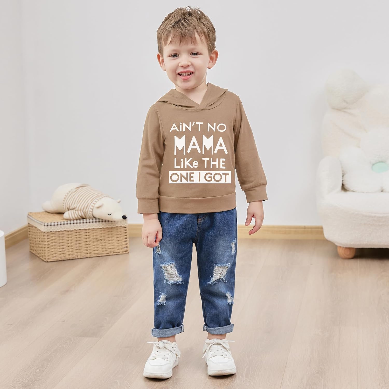 YUEMION Toddler Boy Clothes Long Sleeve Print Hoodies +Denim Pants 2Pcs Fall Winter Sweatshirt Baby Boy Outfits Set 1-6Y - Image 2