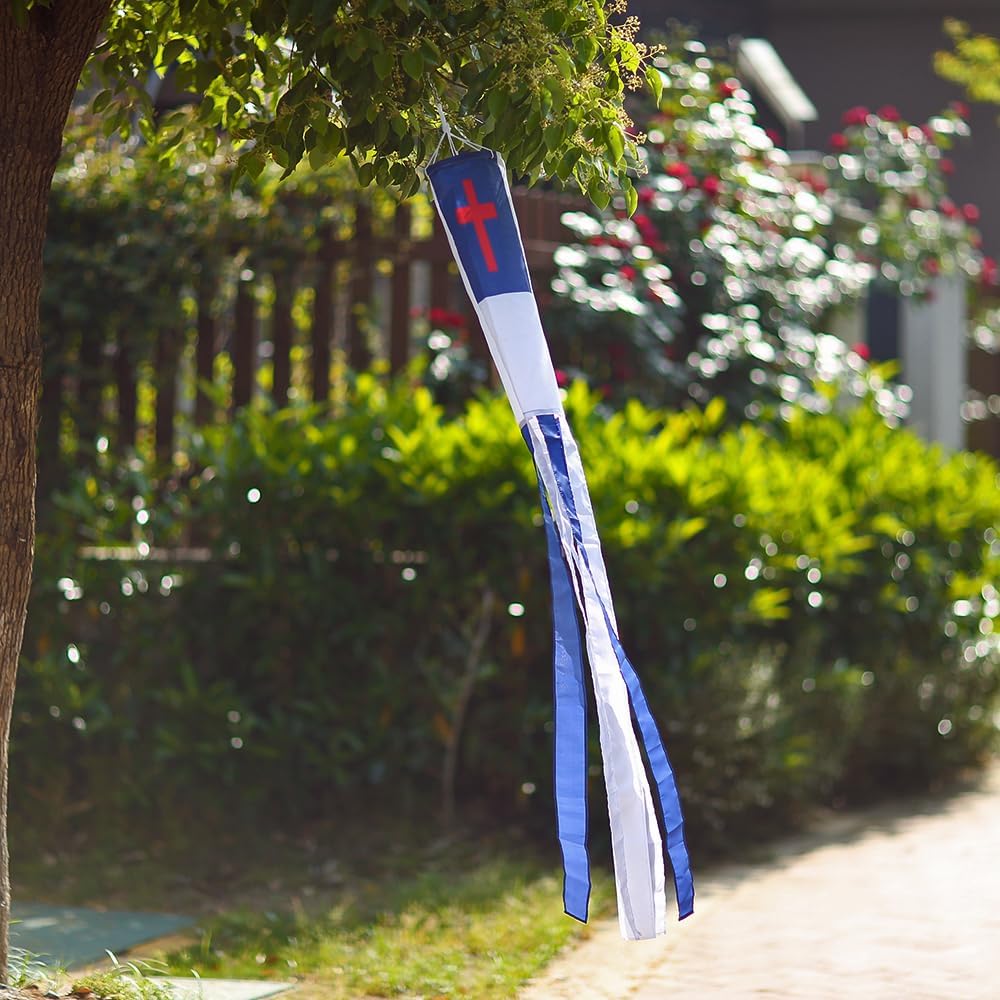 Christian Flag WindSock 2 Pack Stripes Wind Socks For Yard And Garden Flag,Front Porch Hanging Waterproof Suitable For Every Season,60Inch.