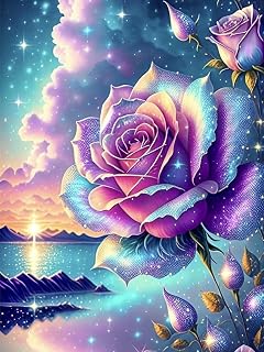 Diamond Painting 5D Rosa,Kit Completo de Pintura con Diamantes,Cuadro de Flores y Atardecer Diamond Painting,Manualidades de Punto de Cruz para Adultos y Niños Cuadro de Decoración de Pared 30 x 40 cm