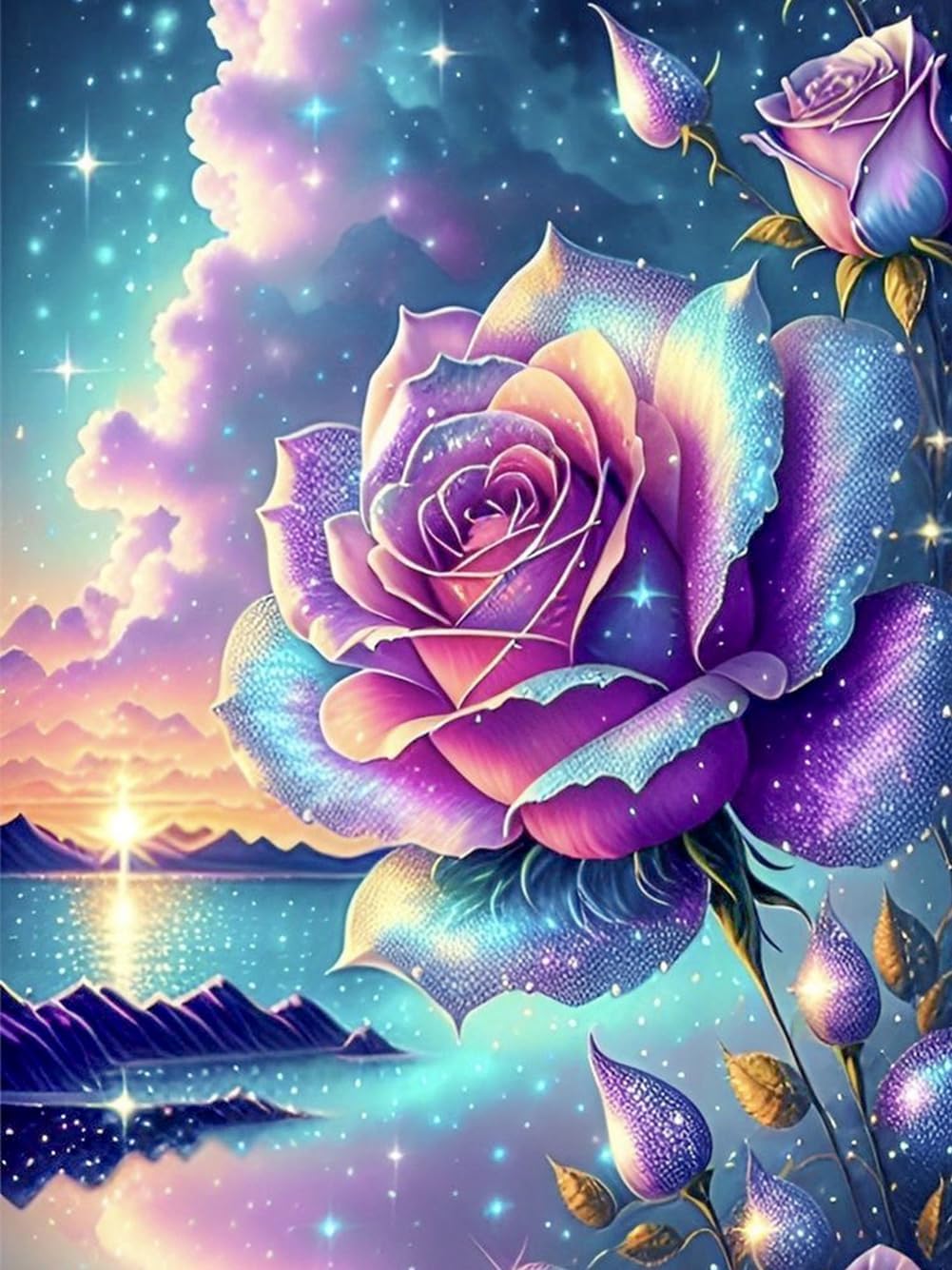 LBOYLOVE® Rose Diamond Painting Kit, Diamond Art Painting Kit for Adults, 5D Diamond Painting for Beginners, Rose Diamond Painting for Home Decoration (12x16Inch/30x40cm)