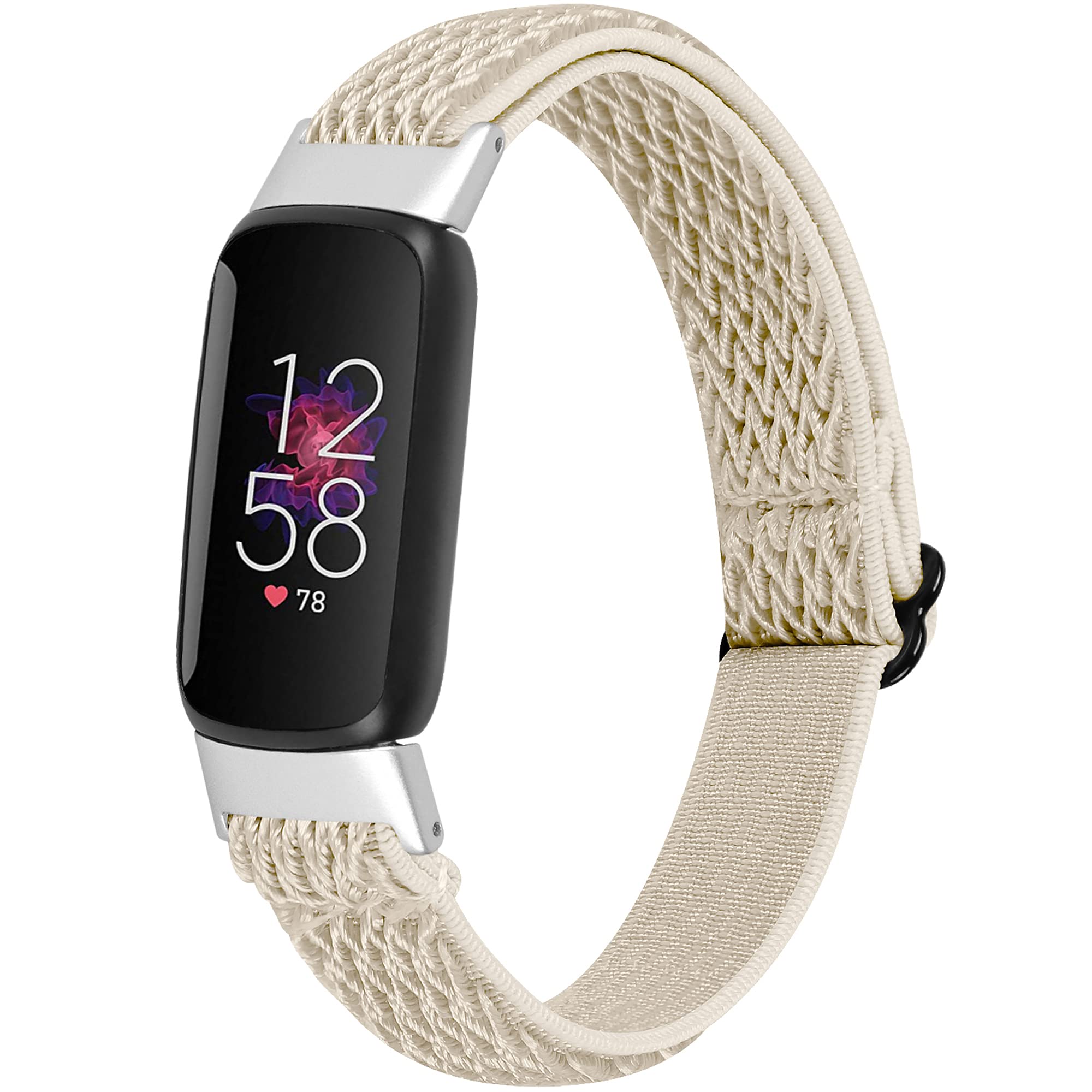 Telabranx Bands Compatible with Fitbit Luxe/Luxe SE, Elastic Stretchable Nylon Woven Adjustable Breathable Cotton Braided Replacement Strap Bracelet for Fitbit Luxe for Women (Blue Apricot)