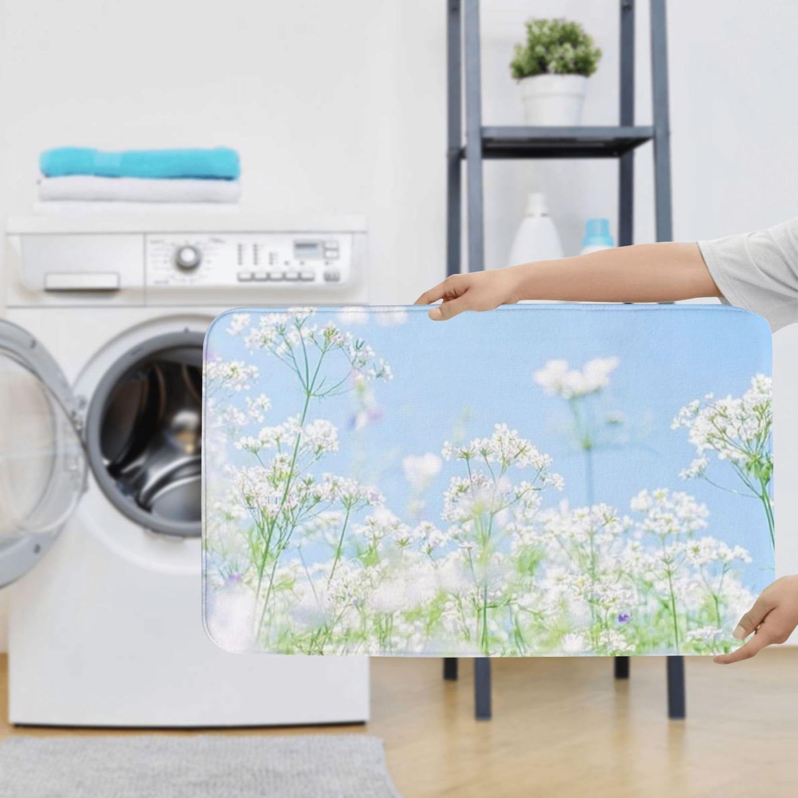 Set di 3 tappeti da bagno freschi e freschi con fiori estivi, morbidi e assorbenti, in memory foam e a forma di U, decorazione per la casa, asciugatura rapida