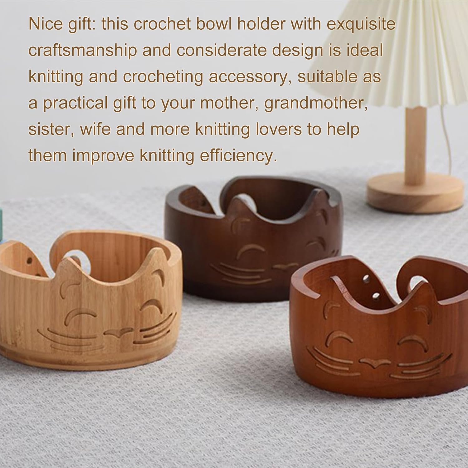 Wood Yarn Bowl, Yarn Bowls for Crochet, Yarn Knitting Bowl, Crochet Yarn Holder Bowl, 6.7inch Yarn Knitting Bowl for Storage Yarn, Wool, String or Crochet #003
