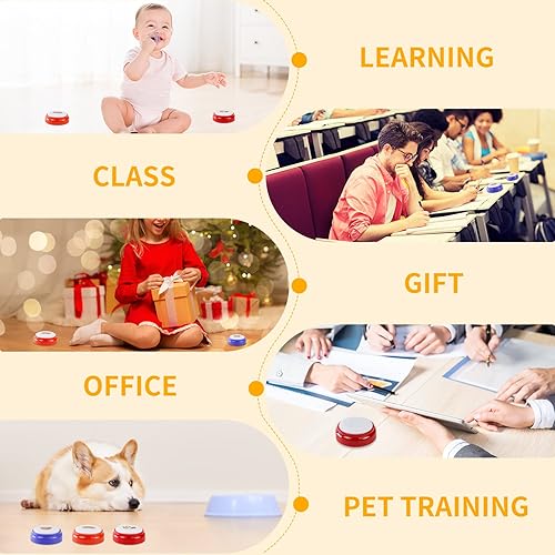Miniatura 7 de HEROSS Botones de comunicación para perros, botones parlantes para perros, zumbador de respuesta grabable de 30 segundos para entrenamiento de