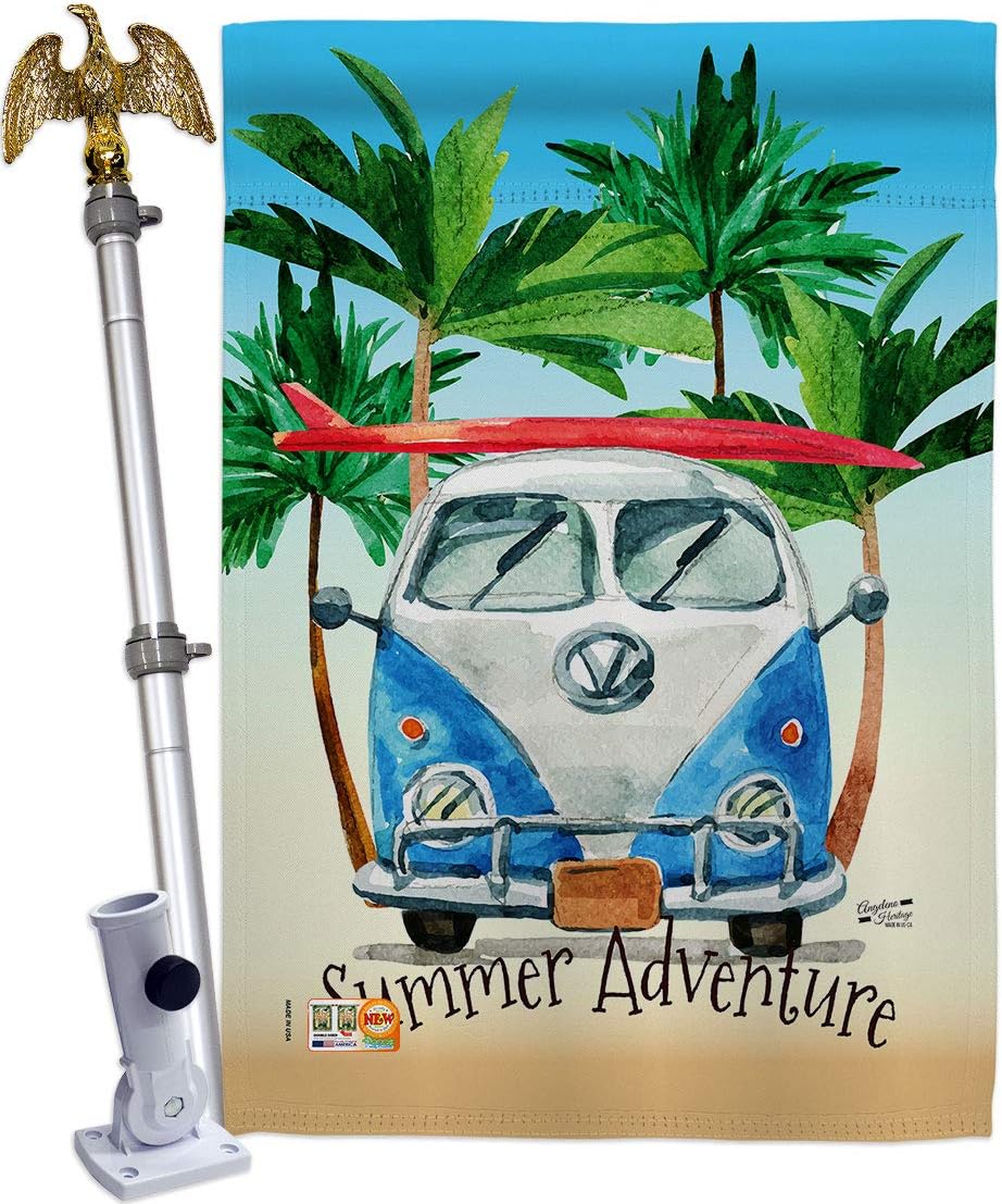 Summer Adventure House Flag Summertime Fun and Sun Beach Pool Luau Tropical Party Season Outdoor Sunny Small Decorative Gift Yard Banner Made In USA 28 X 40