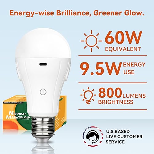 Miniatura 5 de Neporal MagicGlow - Bombillas recargables con control remoto, 3 cambios de tono + bombillas regulables alimentadas por batería, recargable por USB,