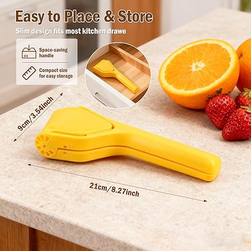 Miniatura 2 de Exprimidor de limón Exprimidor de limón sin esfuerzo, (amarillo) Exprimidor de frutas y exprimidor manual plegable plano de cítricos para limón,