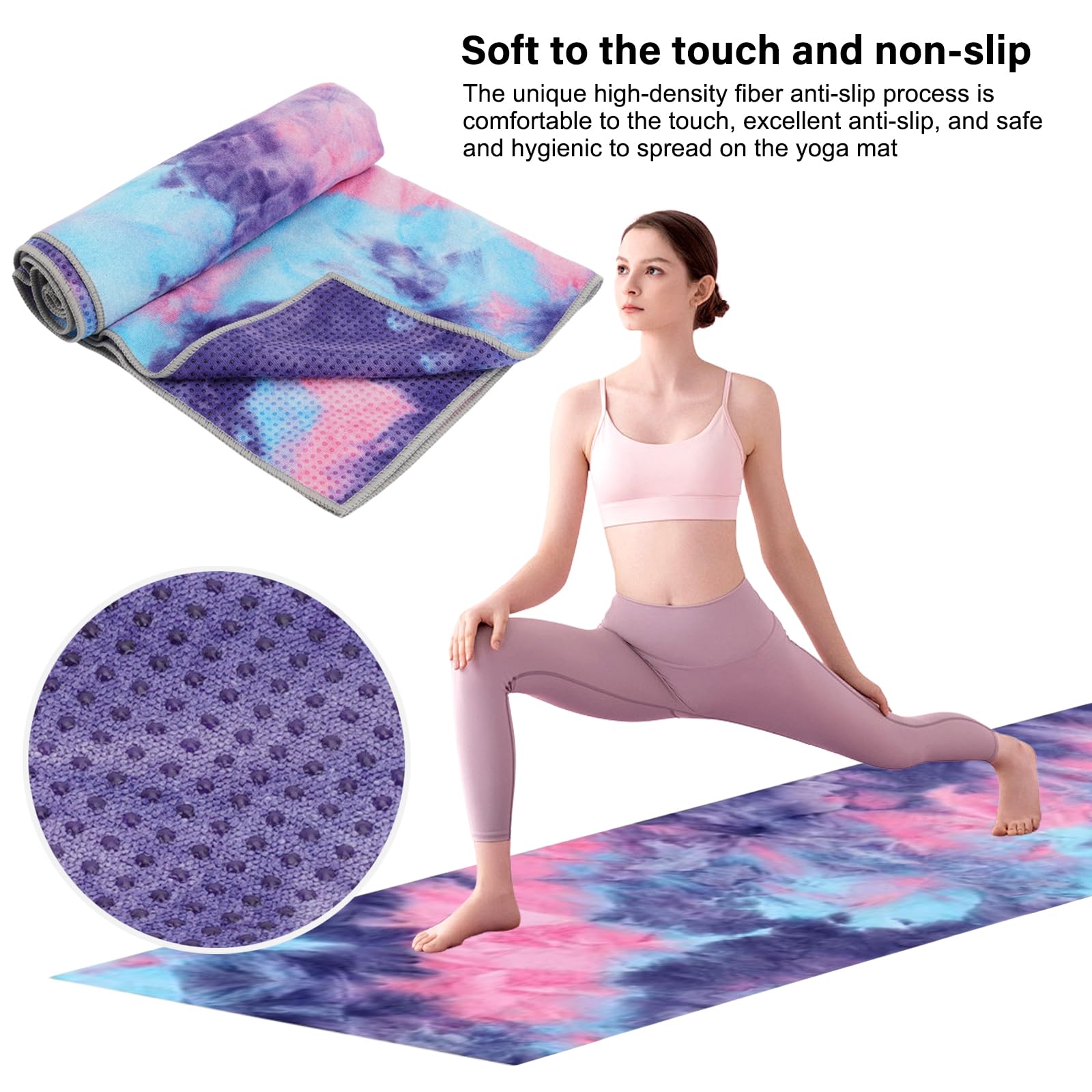 Tappetino da yoga, antiscivolo per yoga caldo con punti di presa, assorbente e borsa per il trasporto in rete