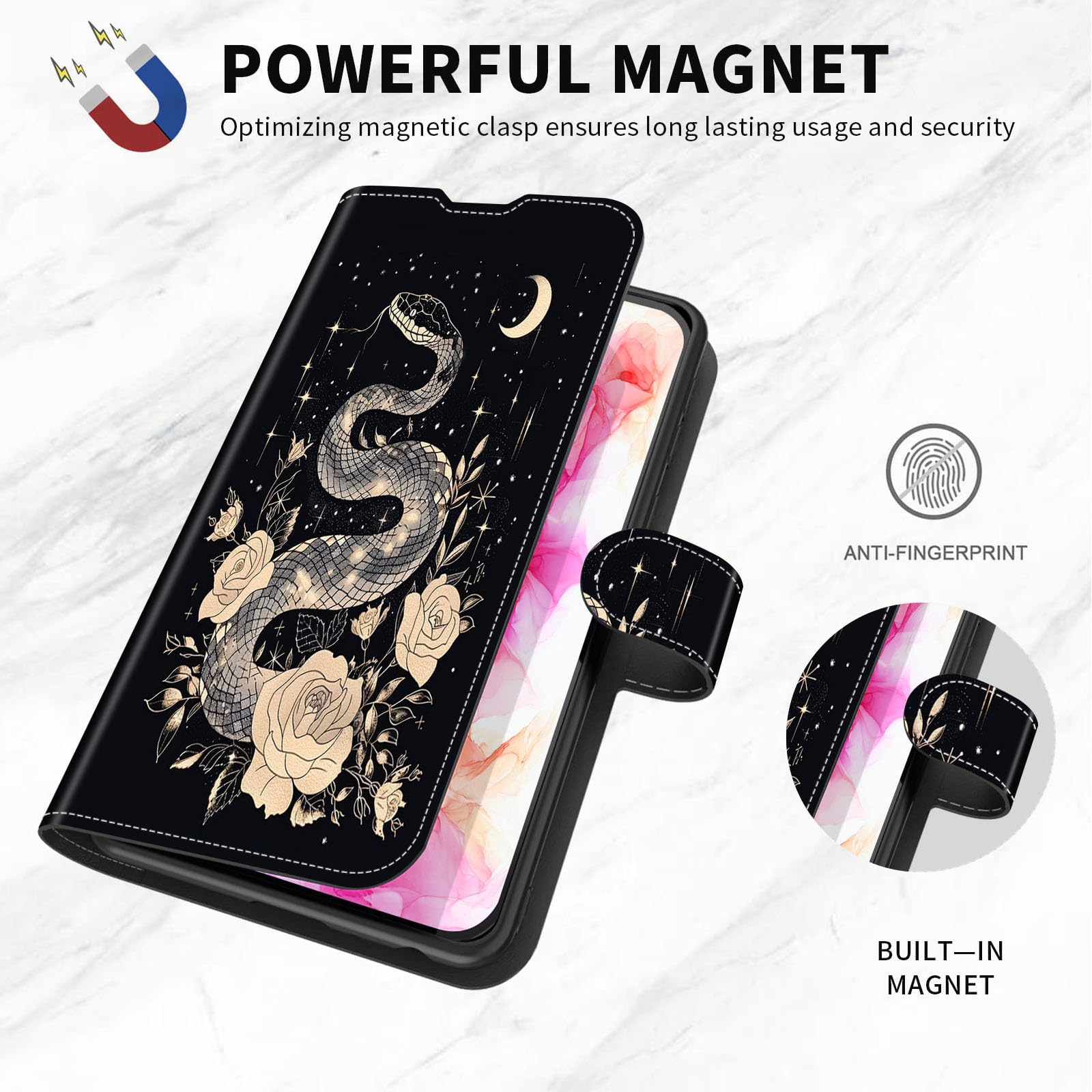 FUYOCWE For Google Pixel 8 Pro Wallet Phone With Card Holder Slot,Purple Tropical Leaves Abstract PU Leather Kickstand Card Slot Cover For Women Men (Dual Magnetic Clasp RFID Blocking