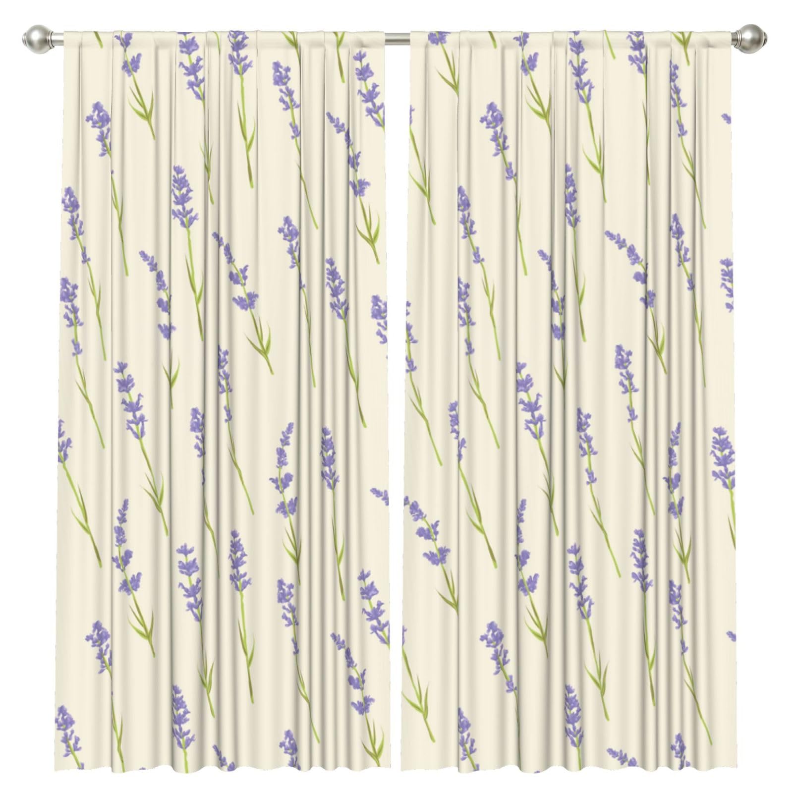 InOmak Lavender Small, 2 Panels Window Curtains 52 x 84 Inch Blackout Curtains for Living Room Bedroom