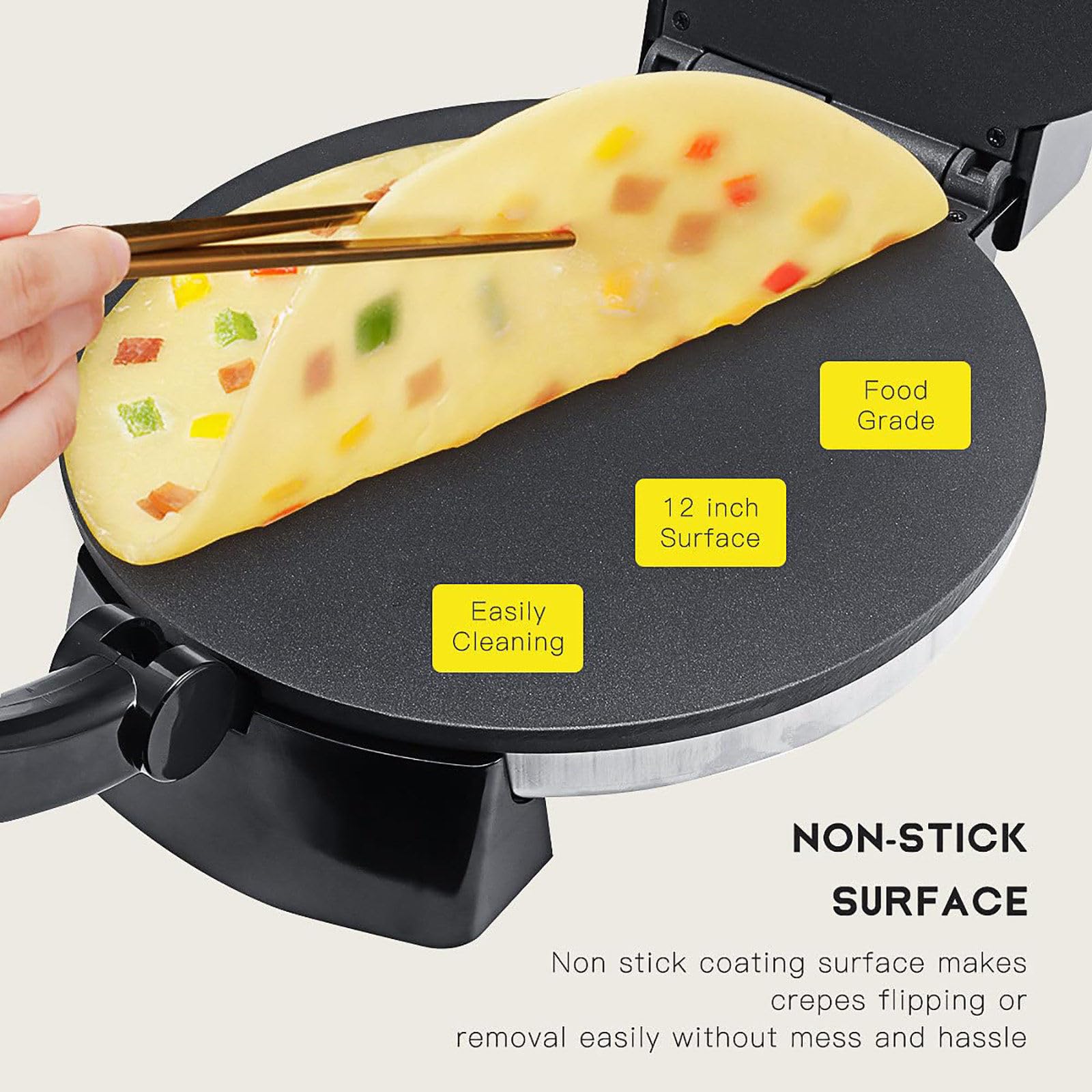 Macchina per Fare La Pita da 1800 W - Riscaldamento Fronte-Retro, Macchina per Pancake Antiaderente - Indicatore LED, Prepara Facilmente Chapati E Tortilla Perfetti