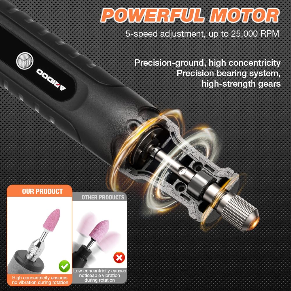 Flintronic Mini Trapano Elettrico Kit, 4.2v Utensile Rotante Multifunzione, Velocità Regolabile 5 Livelli (5000–25000 Rpm), Per Forare, Incidere, Smerigliare, Togliere Ruggine-Include 138 Accessori
