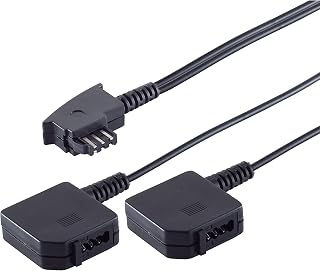 PADCR 20 cm Y Telephone Cable Adapter Splitter Soft Universal 1 Input: TAE-F Male to 2 Outputs: TAE-F Female Coupling, Black