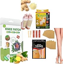 Detox Foot Patches,10 Pads Veins Patches-12 Knee Pain Relief Patches | Pack of 10 Organic Natural Ingredients for Foot Care, Body Cleansing, Pain Relief, Relieve Stress, Relaxation (COMBO-PACK)