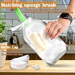 Paquet de 2 64 Bouteilles de lait en verre d'Oz avec sac de lait d'écrou & Lids étanches à l'air 2 Verser les éclats avec la brosse de nettoyage 1.9L Conteneur réutilisable pour le stockage des réfrigérateurs
