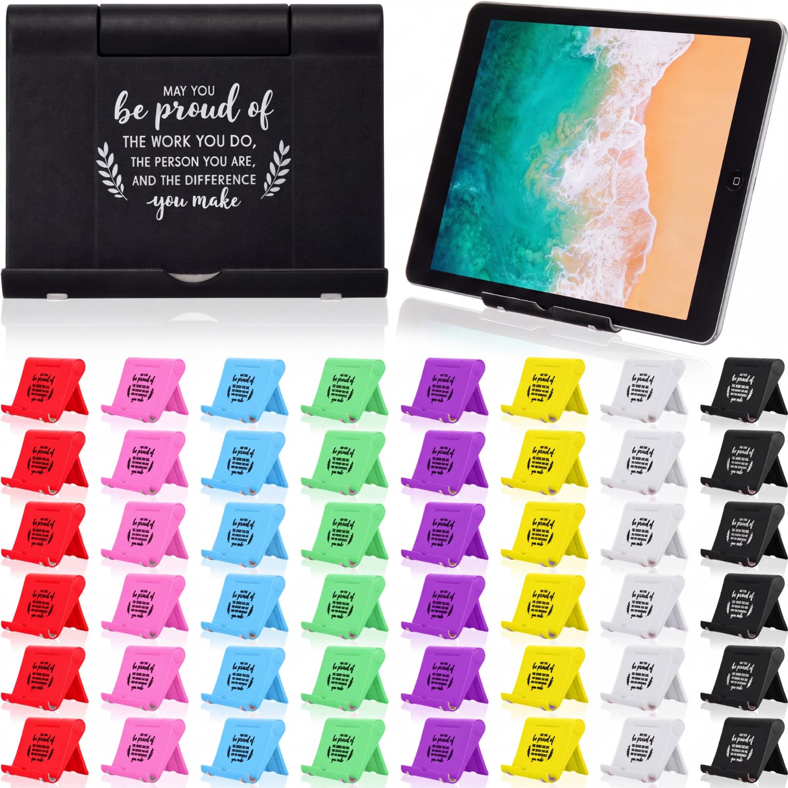 Qunclay 48 pezzi regalo di apprezzamento per i dipendenti, supporto per telefono cellulare da scrivania, supporto motivazionale per tablet, regalo di ringraziamento per squadra, ufficio, colleghi