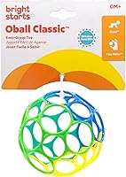 Vista 4 de Bright Starts Oball Easy Grasp Classic Ball - Juguete infantil en azul/verde, edad recién nacido y más, 4 pulgadas