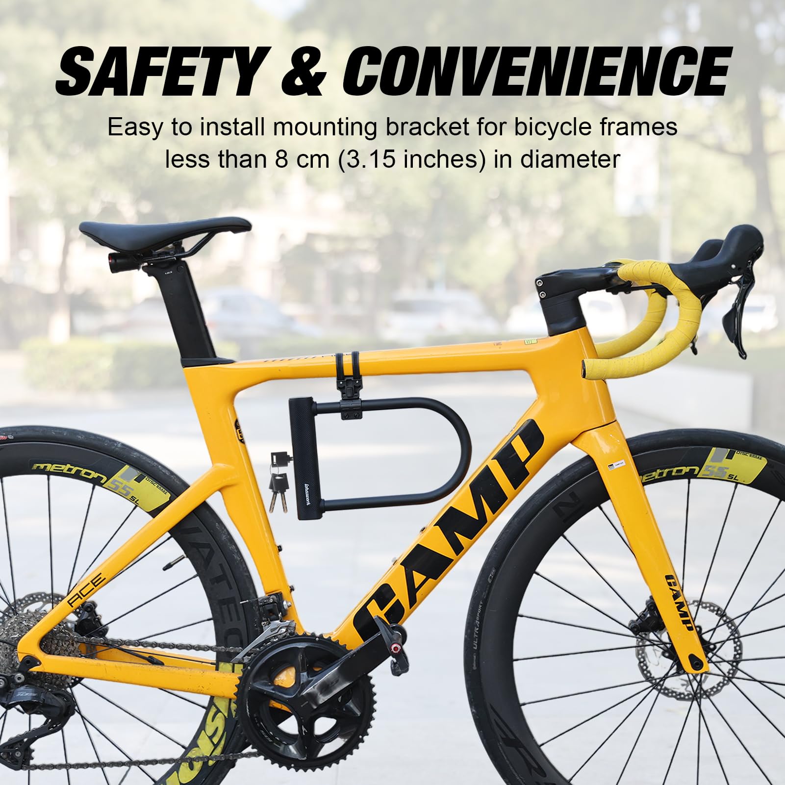 Lucchetto a catena per bicicletta, antifurto a U, 1,2 m, con 3 chiavi, serrature con staffa di montaggio per bici elettrica, scooter elettrico, porta della moto