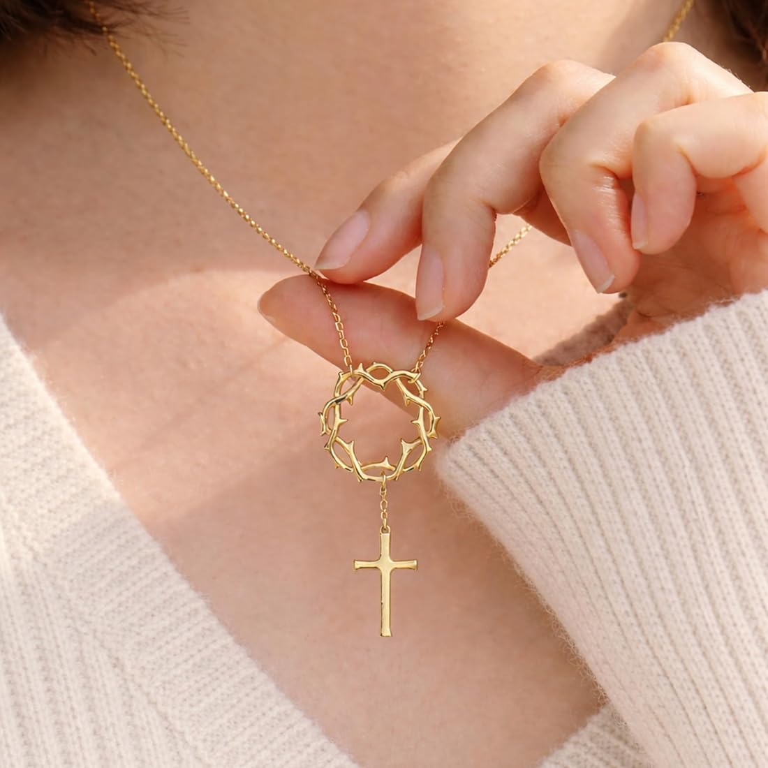 Buy Verozi Crown of Grace Cross Necklace for Women – 18K Gold