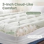 Mattress Topper Twin Size 3 Inches, Bamboo-Viscose Mattress Topper, Ultra Fluffy and Soft for Back Pain Relief, Naturally Cooling for Hot Sleepers, Green