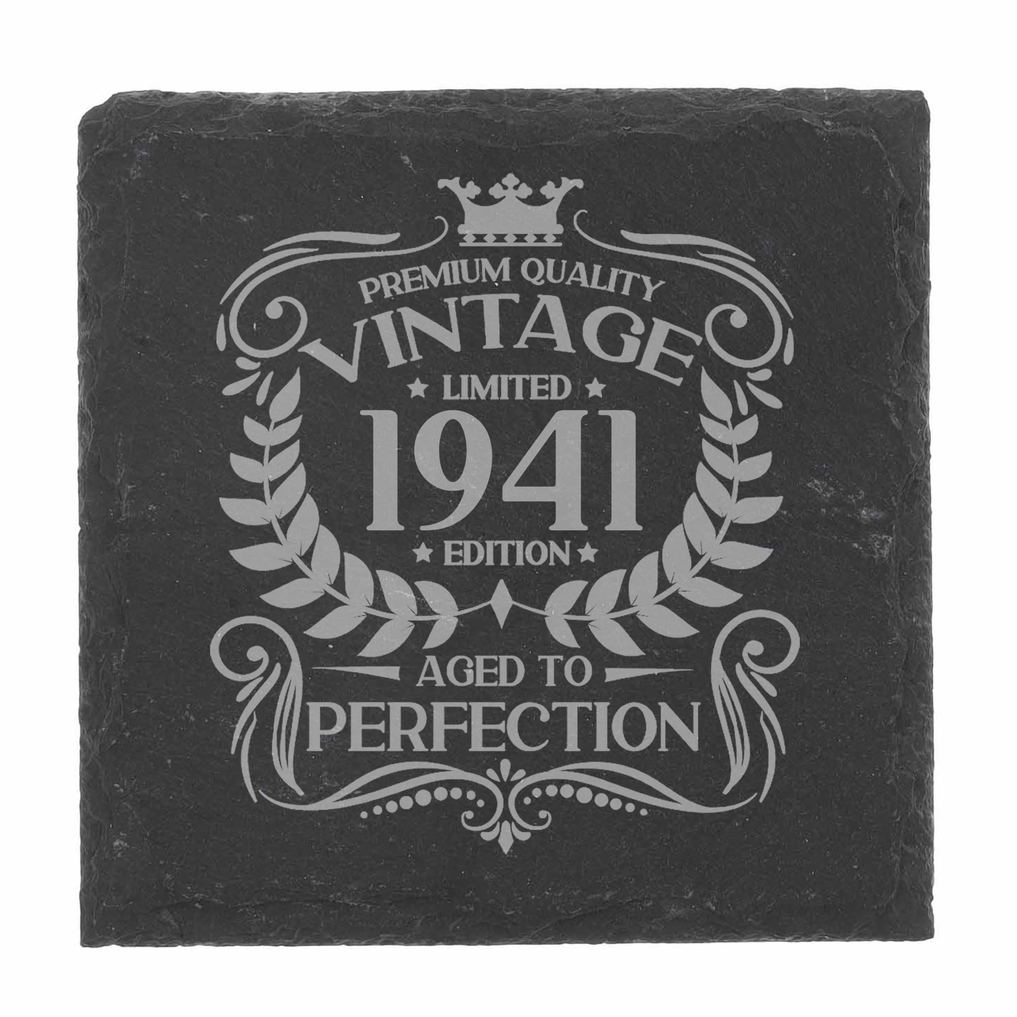 80th Birthday Gift for Men Vintage 1946 Aged to Perfection Engraved Slate Coaster Present for 80 Year Old Etched Natural Slate Placemat (Round Slate) — view 255