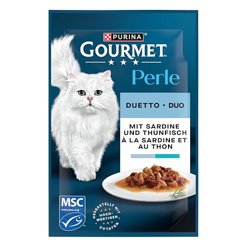 Gourmet Perle Duetto Comida húmeda para Gatos, con sardinas y atún, 26 Unidades (26 x 85 g)