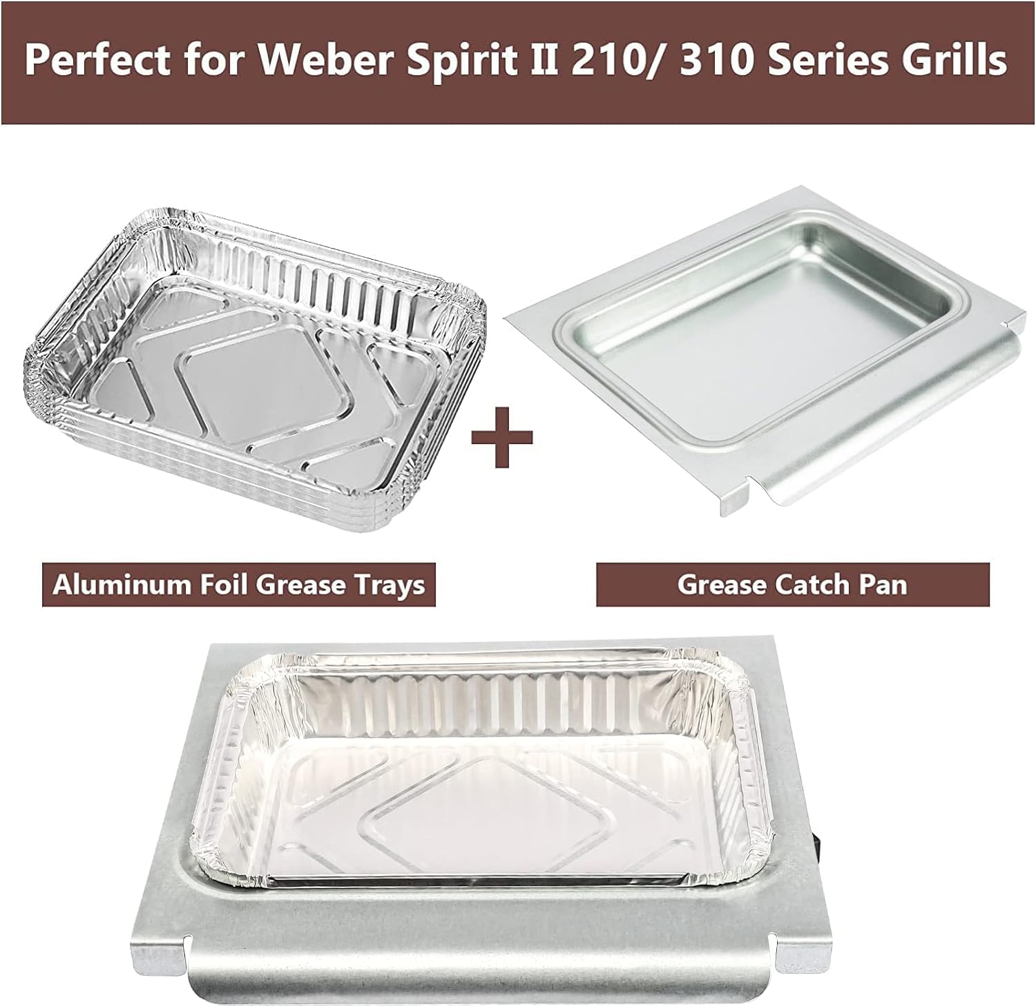 GFTIME 67047 - Vassoio antigoccia per Weber Spirit I II 200/300, Genesis I/II serie LX200/300, scolapiatti per Weber Traveler con rivestimento in alluminio 6415, vassoi in alluminio per Weber 67047,