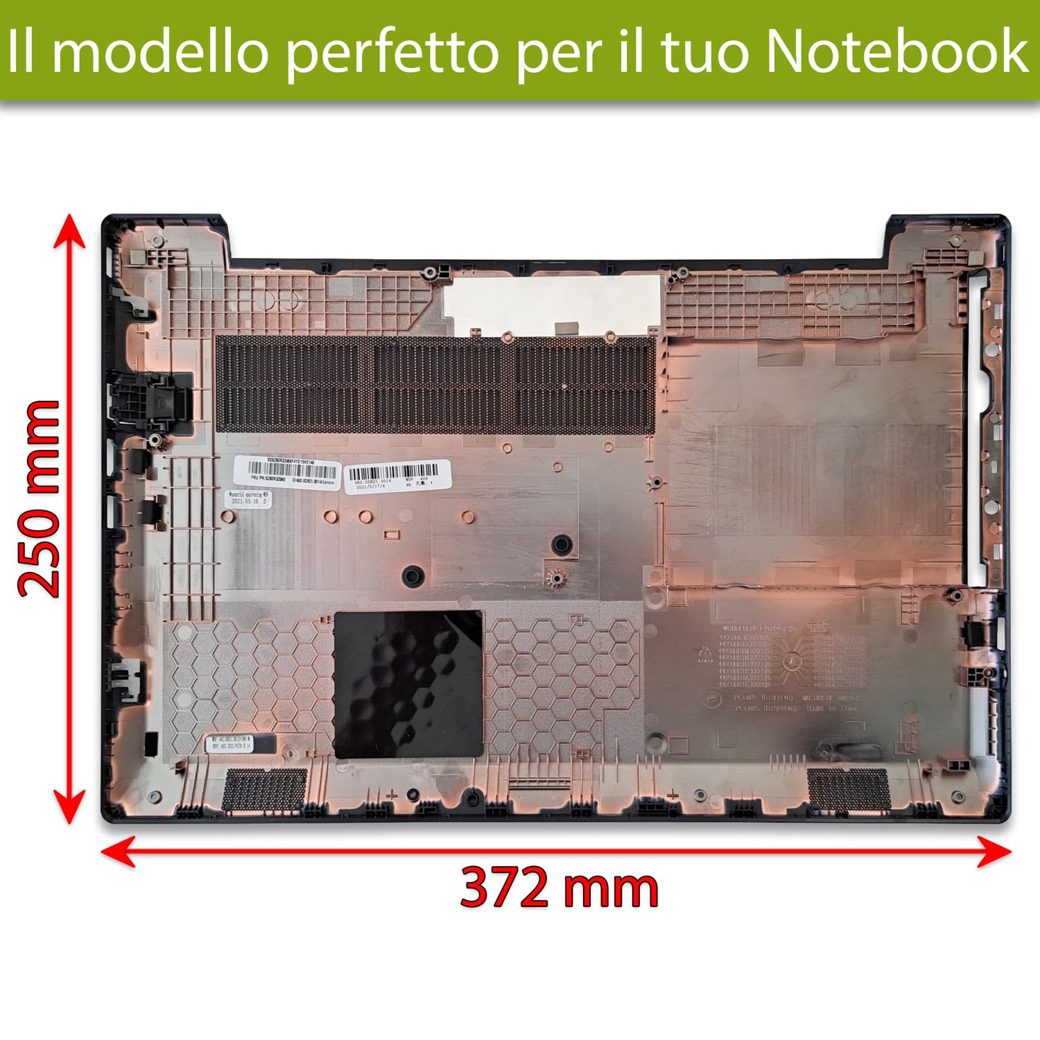 new net - Scocca Inferiore Cover Bottom Case Chassis Compatibile con Notebook Lenovo V130-15IKB (81HN), V130-15IGM (81HL), Colore Iron Grey