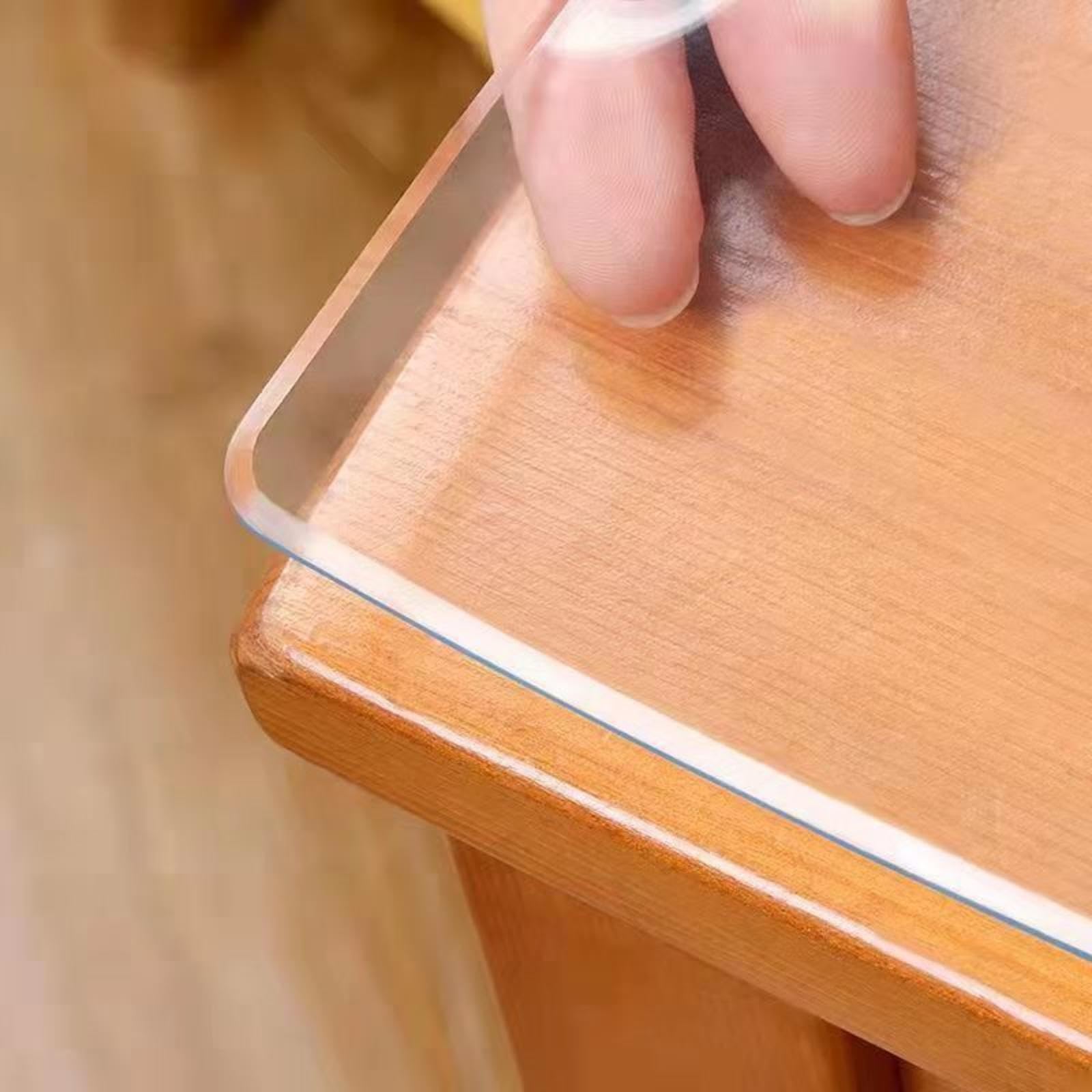 QBYRSSS Transparent Table Cover Protector Custom Transparent Tablecloth 3mm 2mm PVC Table Cover 1.5mm Thick Oil & Odor Resistant 60Degree Edge Design Size 80x160cm/27.5x63in Durable & Easy Clean