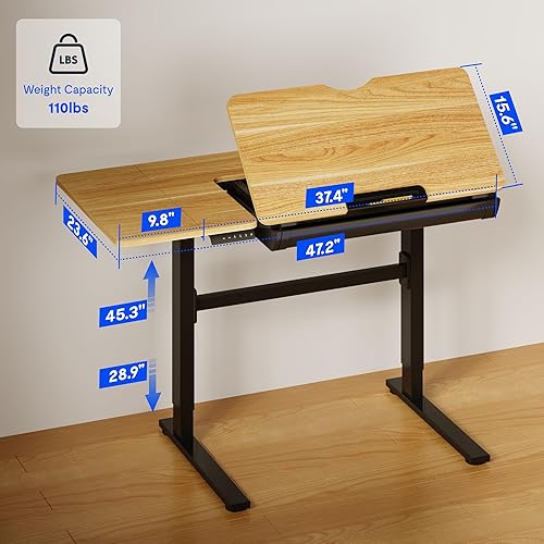 Miniatura 8 de FLEXISPOT Mesa de dibujo eléctrica de altura ajustable de 47.2 x 23.6 pulgadas, escritorio de dibujo de pie con parte superior extensible, estación