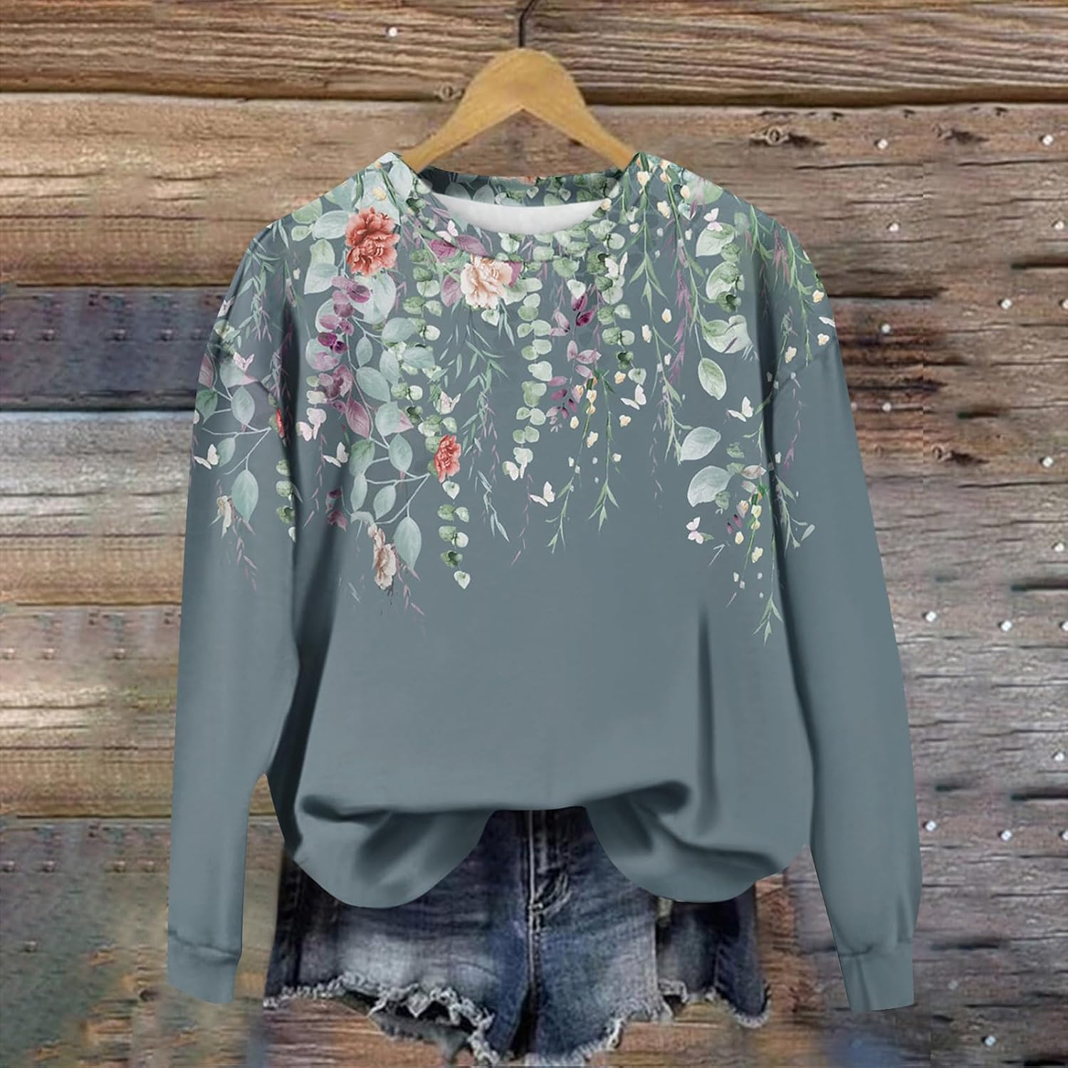 Women's Sweatshirt, Casual Oversized Sweatshirts Long Sleeve Crewneck Pullover Tops, S-2XL
