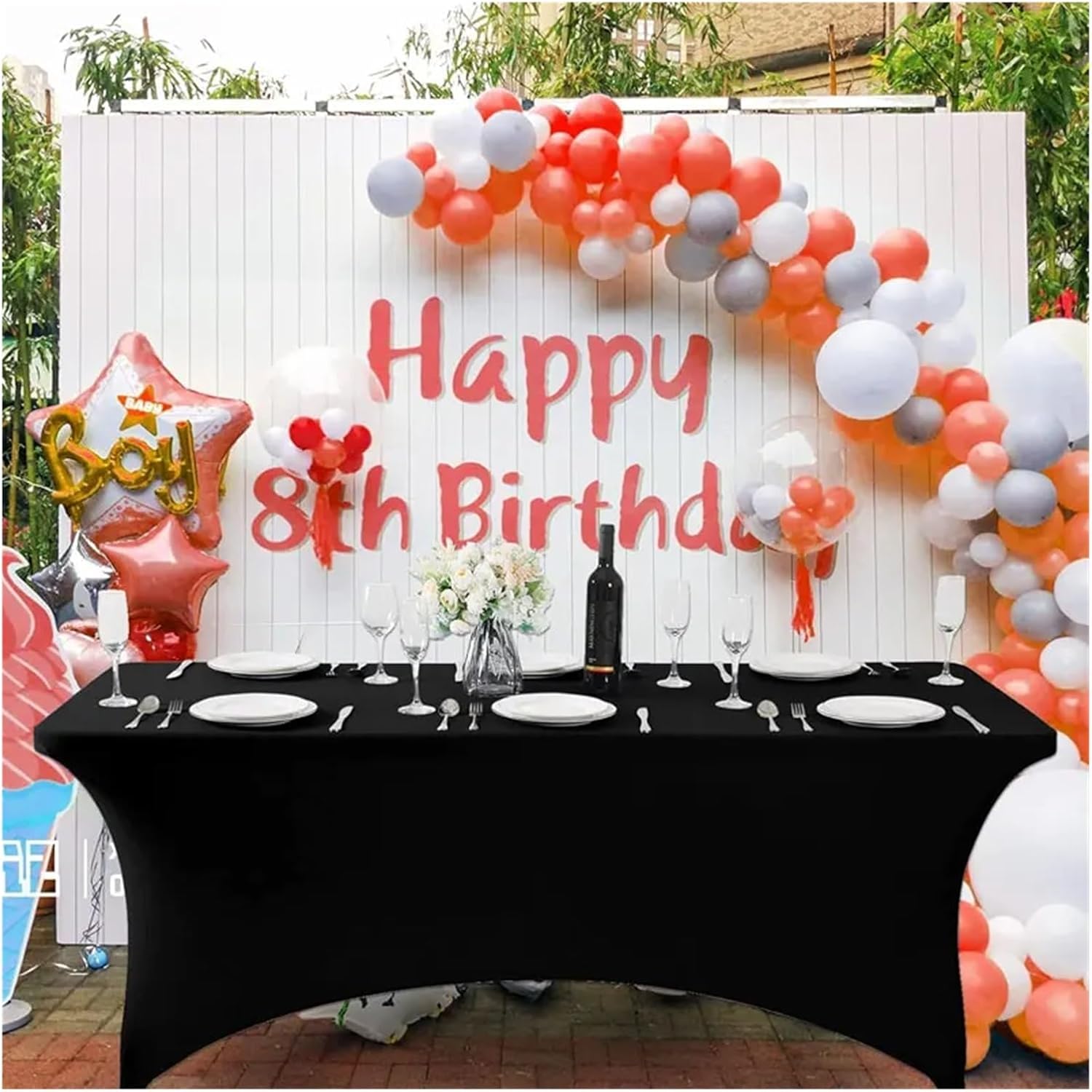 Stretch Rectangle Tablecloth 4/6/8 FT Solid Color High Stretch Rectangle Table Cloth for Birthday Wedding Banquet Restaurant Festival Party Supply All(White,122x76x76cm 4FT)