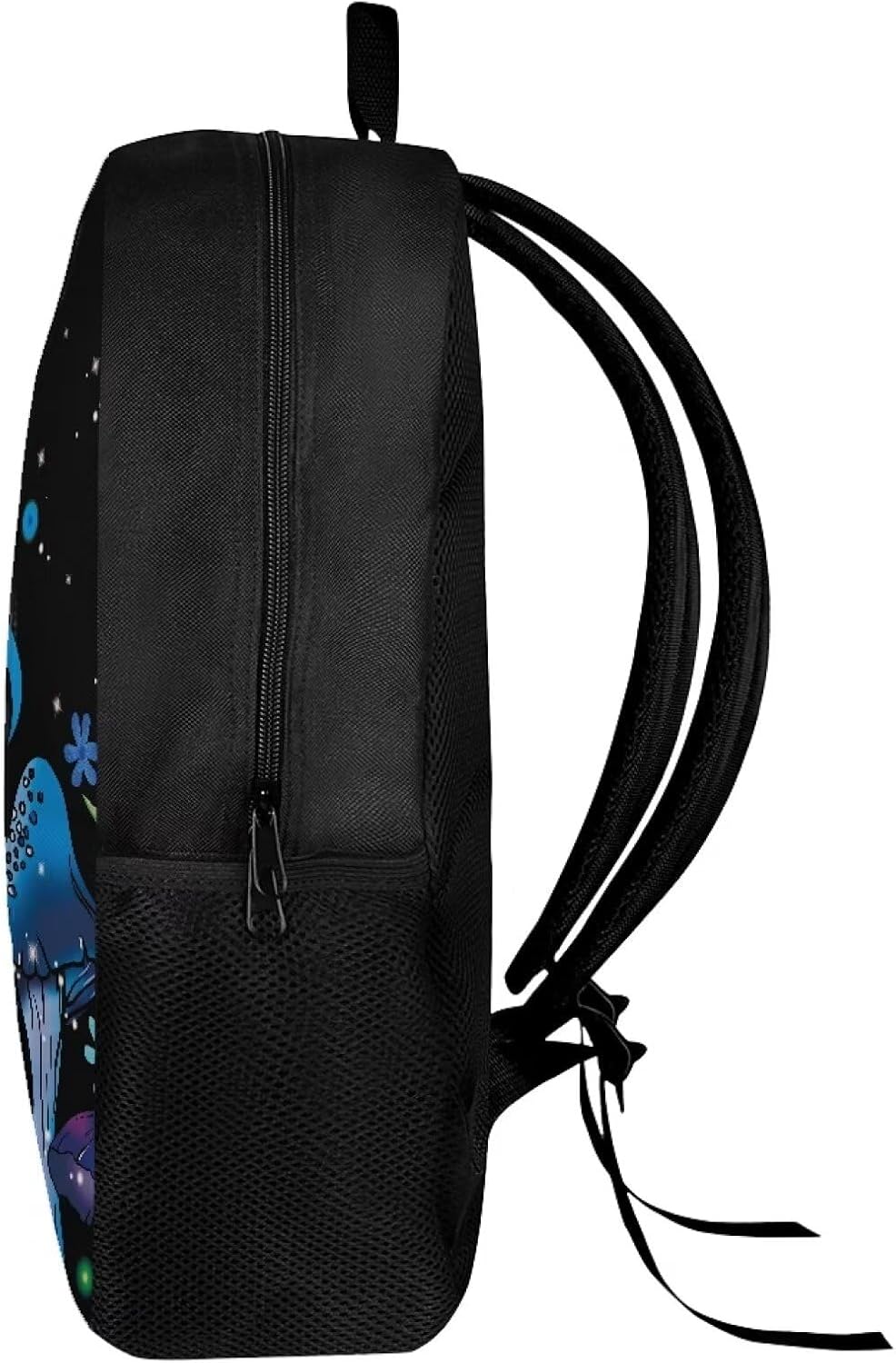 Modysero Mushroom Blue Girls Backpacks Durable Lightweight Large Capacity 17 Inch School Backpack with Two Side Pocket Causal Kids School Book Bag for Teen Girls Custom Laptop Travel Backpack