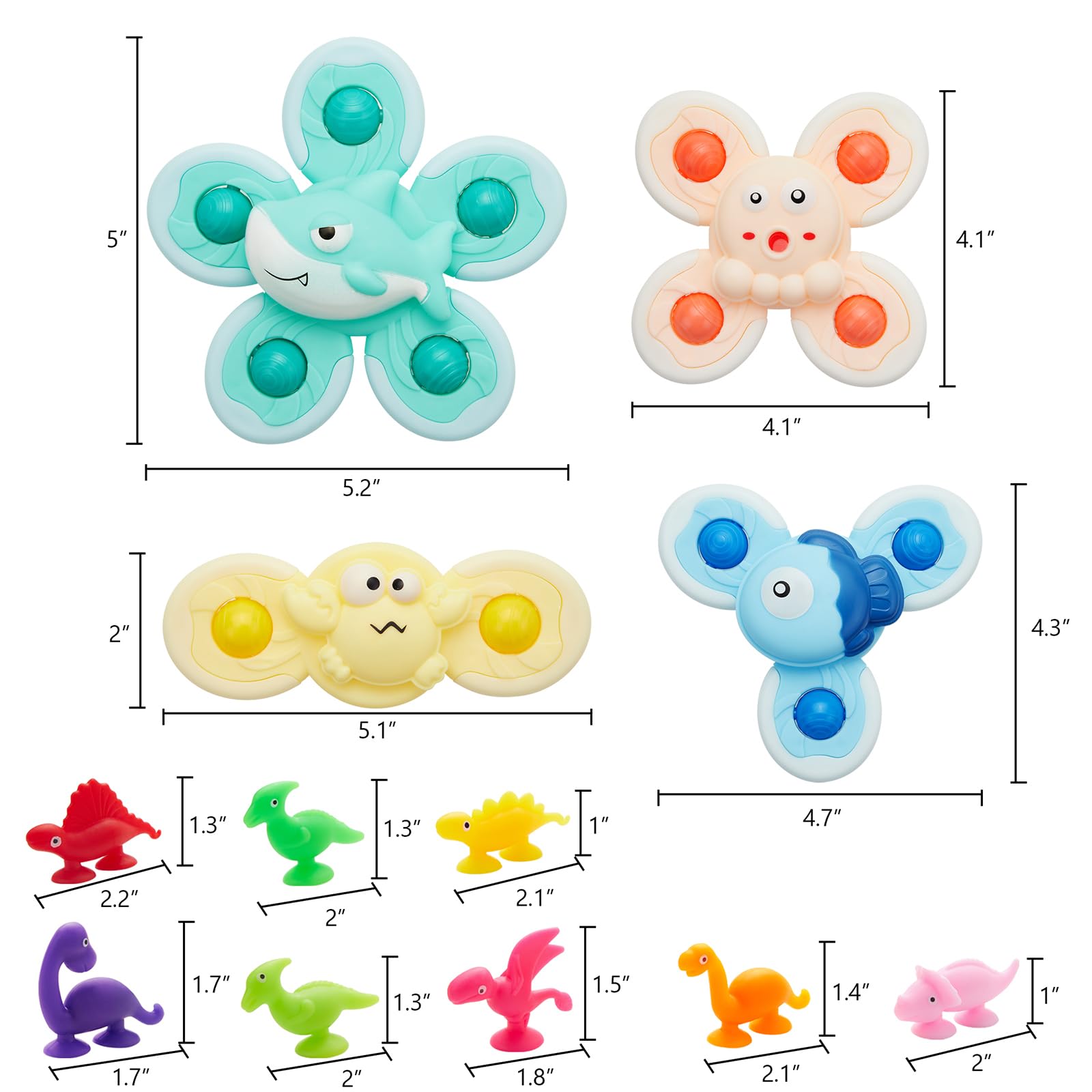 Juguetes Giratorios Con Ventosa Para Bebés - 4 Piezas, Para Bañera, Ventana O Viajes - Regalo Para Niños Pequeños